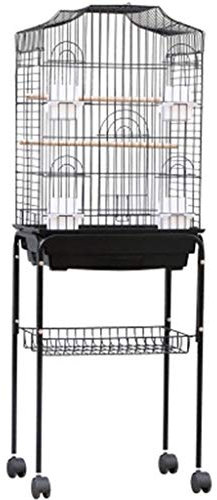 YHRJ Vogel voliere Vogelkäfig Wellensittiche Groß,Großer Luxuriöser Eisenvogelkäfig, Schwarzer Wellensittichkäfig, Mit Ständer Und Rollen, Umweltfreundliches ABS (Color : Black)