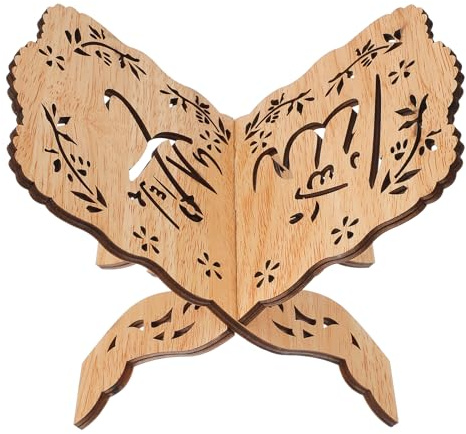Amosfun Holz BuchstäNder Mit Hohlem Muster Quran Ständer FüR Lesen Und Dekoration Ideal FüR Ramadan Und Eid Feiern 19.5×12.6Cm