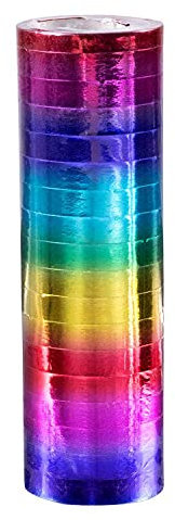 Boland 44732 - Stelle filanti di Carta Arcobaleno, 2 Rotoli da 18 Pezzi ciascuno, metallizzate, Decorazioni per Carnevale, Feste a Tema