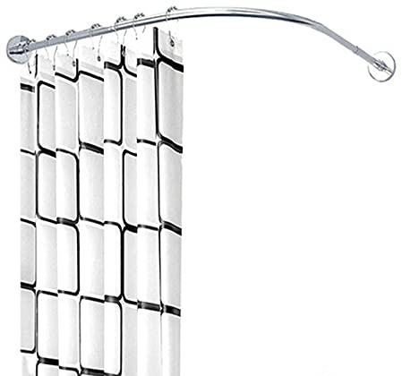 YTGH Ausziehbare Duschvorhangstange L Form Ohne Bohren Ecke Eckduschstange Aus Edelstahl,Duschvorhangstange Rund Für Eckbadewanne Kein Durchhängen,A,80~100×100~140 cm