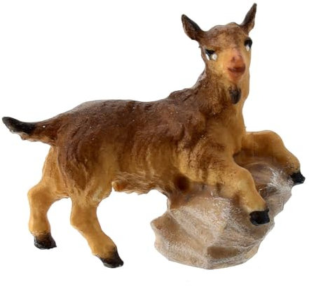 Zicklein auf Stein 10cm Grödnertal Holz Mod. Original