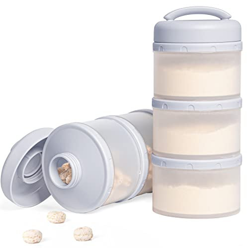 Termichy Baby Milk Powder Dispenser Pots Stackable Baby Formula Container, 2 Pack (deep Grey)