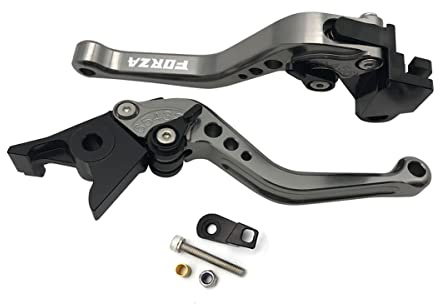 LongGreat Aluminium Kurz Kupplung Verstellbare Motorrad Bremshebel, 1 Paar Motorrad Mit Bremsfunktion Bremsgriff Aluminium Bremshebel Kupplungshebel Für Honda Forza 125 250 300 2010-2022+ (Grau,1)