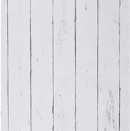 JOLIHOME Weiße Selbstklebende Tapete Holzeffekt 44x500cm Weinlese Abziehen und Aufkleben Kontaktpapier Abnehmbare Vinyl-Folie Rollen für Badezimmer Tür Tische Dekoration Wasserdicht