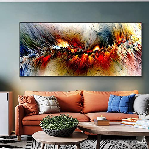 Colorour Wolke Abstrakte Kunst Malerei Poster und Drucke auf Leinwand Moderne Kunst Unabhängiges Wandbild für Wohnzimmerdekoration 80x165cm(32x65in) mit Rahmen