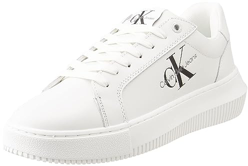 Calvin Klein Jeans Chunky Cupsole för kvinnor snörning, MON LTH WN sneakers, vit, 3,5 UK, Vitt, 36.5 EU