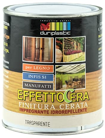 Durilux Impregnante Effetto Cera Finitura Cerata Protettiva per Legno Ambienti Marini Funghicida Interno ed Esterno Finestre Mobili Travi Legno (Litri 0,750, Trasparente)