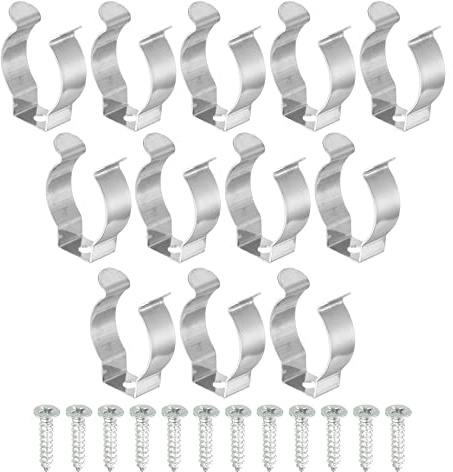 sourcing map T8 Clips Support Cintre Fluorescent Tube Lumière Fixture | Paquet de 12, Inox Acier, Forme Pinces Vis LED Ampoules Plafond Lampe