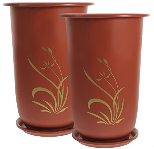 Mipcase 2pièces Pot à Orchidées Résine avec Drainage Et Soucoupe Jardinière pour Plantes Intérieur