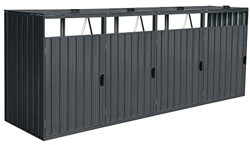 Home Deluxe - Mülltonnenbox CUBO - Platz für 4 x 240 Liter Mülltonnen, Farbe: Anthrazit, Witterungsbeständig inklusive Schloss und Schlüssel I Mülltonnenbox Gartenbox