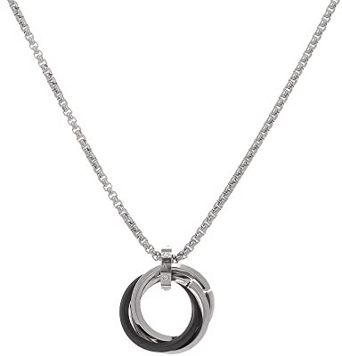 BSLVWG Necklace for Men Women Silver Circle Pendant Stainless Steel Round Box Chain Highly Polished Beveled Edge Round Pendant Necklace