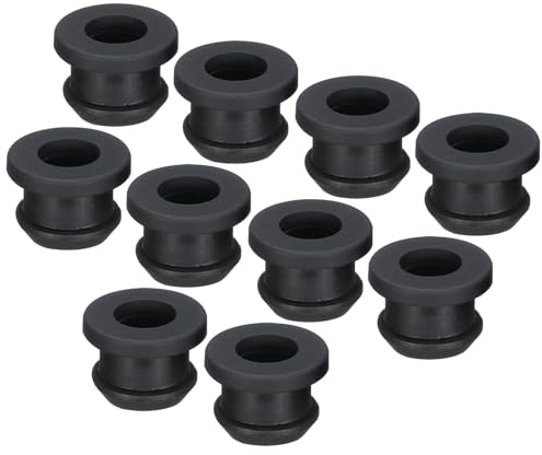 sourcing map 10Pcs Snap Rubber Grommet Plug Mount Dia 10.5mm ID 7.5mm Seal Anti-Scratch for Electrical Box Cable Pipe Black