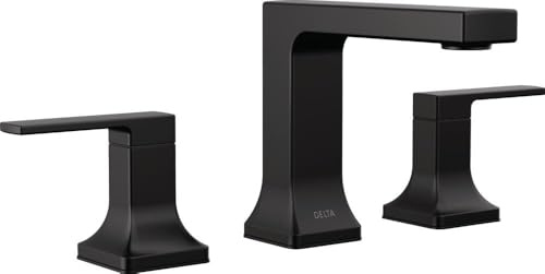 Delta Faucet Velum 3537LF-BLMPU - Rubinetto per lavabo da bagno a 3 fori, rubinetto da bagno a 2 maniglie, rubinetto da bagno, gruppo di scarico pop-up, nero opaco