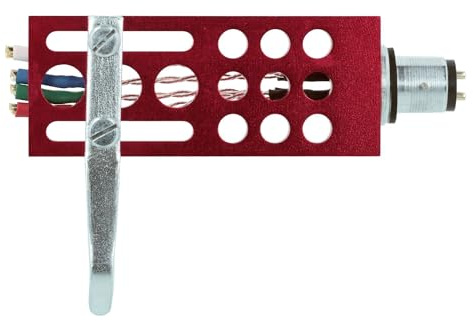 THAKKER HS-18 - CNC gefrästes Aluminium Headshell - rot | SME Anschluss | inkl. Headshell-Kabel, Schrauben in 4 unterschiedlichen Längen, Muttern und Unterlegscheiben