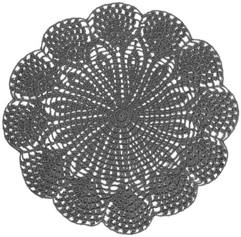 BOMHCS Centrino Rotondo in Pizzo Floreale, Fatto a Mano all'Uncinetto, 30,5-35,6 cm, Sottobicchiere da Cucina (Grigio Scuro, Pack of 1 PC, 12 in to 14 in)