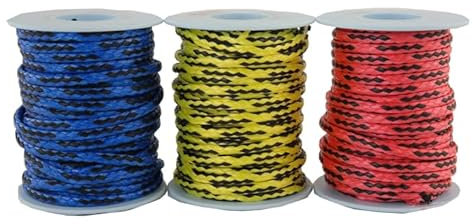 Gepotex Corde tressée Dyneema en Dyneema - Diamètre : 4 mm - 10 m - Jaune/noir - 10 m - Rouge/noir - 10 m - Bleu/noir, Dyneemaleine Ø 3mm