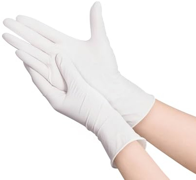 Homéa, Set mit 100 Haushaltshandschuhen aus Naturlatex, gepudert, Größe M, weiß