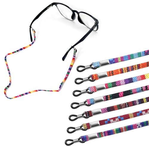 Qufiiry Glasses Straps, 7Pcs Unisex Glasses Straps,Colorful Glasses Chain, Adjustable Glasses Cord, Sunglasses String Eyeglasses Strap for Men and Women