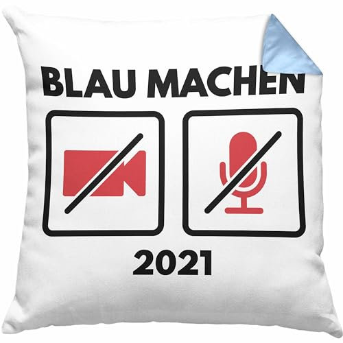 Trendation Lustige Kissen mit Füllung 40x40 Home Office 2024 Blau Machen Homeoffice Gadgets Witziger Spruch Lehrerin (Blau)