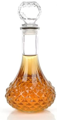 Provance Caraffa decorativa in vetro per whisky, cognac, scotch, brandy, sherry, 800 ml, 26 x 13 x 13 cm, con chiusura in vetro