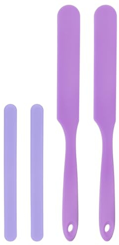 sourcing map Silicone Stir Sticks Kit, 2Pcs Reusable Stirring Sticks and 2Pcs Spatula Scraper for Mixing Resin Wax Pain Epoxy Liquid DIY Crafts, Purple