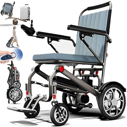 Bueuwe Elektro Rollstuhl Faltbar Leicht Elektrorollstuhl, Mit Fernbedienung, Rollstuhl Elektrisch Tragbarer für Erwachsene und Senioren, Unterstützung 150 Kg, Hohe Reichweite,20ah