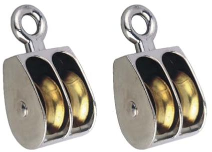 2 Stück Riemenscheibenblock, 75 mm, Doppelrolle, robuste Zinklegierung, Hebe-Riemenscheibe, Radsystem, Drahtseil, Kran, feste Riemenscheibe für drinnen und draußen (Silber)