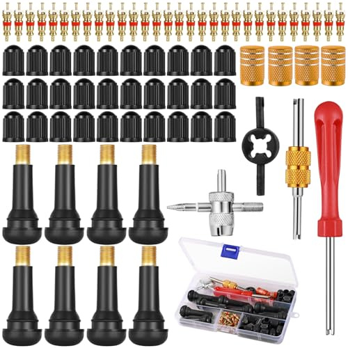 Sinofort 88 Pezzi Set di Attrezzi per Valvole Pneumatici, Smontavalvole Gomme, Kit Riparazione Pneumatici Auto, Set Chiave Valvola, Adatto per Auto, Moto, Biciclette