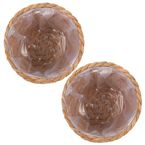 Toyvian 2pièces Lot de Paniers à Fleurs Rustiques Panier-Cadeau Paille Tressée pour Composition Et Rangement Intérieur