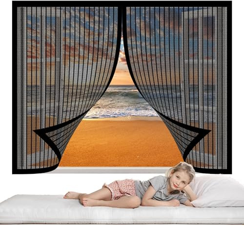 Mosquitera Ventana Corredera 106 x 115 cm sin Taladrar Esta Mosquitera para Ventanas Prevenir Mosquitos y Insectos para Todo Tipo de Ventanas, Negro