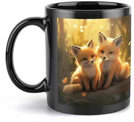 Simpatica tazza di ceramica con volpi, grande tazza da caffè con manico, stile unico per qualsiasi cucina, tazza da latte personalizzata, divertente, ideale per tè, cioccolata calda, per uomini e