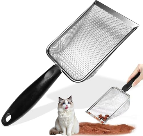 Paletta Lettiera Gatto Paletta per Lettiera per Gatti in Metallo Paletta per Lettiera Gatto con Manico in plastica per Lettiere per Gatti（argento）