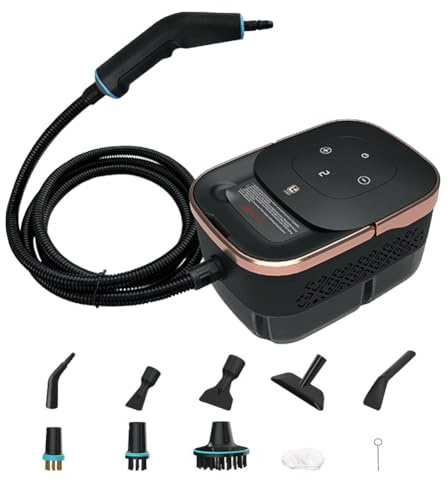 HGTRH 1250ML Limpiador a Vapor Portátil, 2500W Limpiador a Vapor de Mano 6 Engranajes Regulación de Vapor 4Bar para Limpiar Tapicería Baño Lechada y Azulejos Detallar Coche Rose Gold