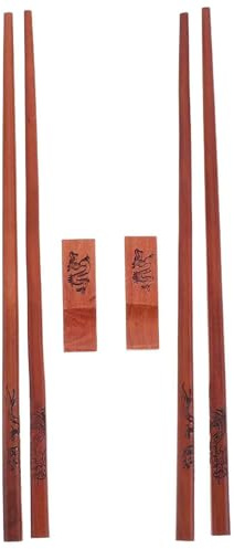 Cabilock 2paia Bacchette di Legno Riutilizzabili Bacchette Cinesi Tradizionali in Legno Portatili per Adulti Confezione Regalo Vintage per Esterno