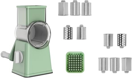 Rallador ergonómico de manivela con múltiples bases de succión antideslizante, rebanadores de verduras para una preparación eficiente de alimentos, herramienta multifuncional de cocina