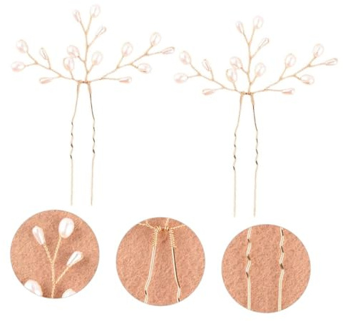 Homoyoyo Épingles à Cheveux Mariage 2 Pcs Perles Or Décoration Élégante Coiffe de Mariée