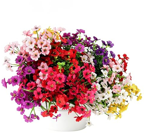 Maxetodo Künstliche Blumen 24PCS Seidenblumen Wie Echt Bündel Gänseblümchen Kunstblumen Blumenstrauß Künstlich Kunstpflanzen UV-beständig Kunststoff Blumen Für Home Decoration Draußen Grabschmuck