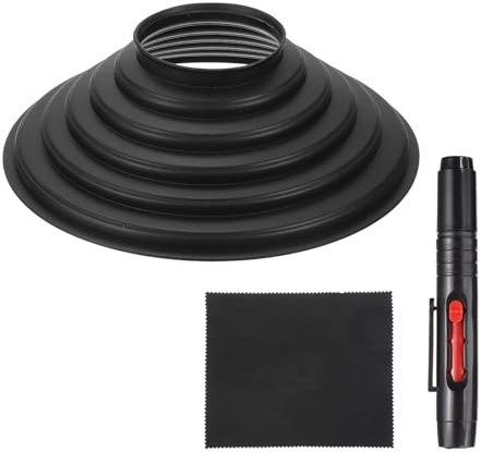 PATIKIL Lens Hood Shade, For 70-90mm Lens Collapsible Reversible Silicone Rubber Camera Cap Shade with Cleaning Cloth and Cleaning Pen, Black