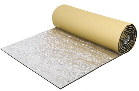Tapis d'isolation 1 Rouleau Tapis D'insonorisation Adhésif Pour Voiture (10 Mm D'épaisseur) Isolation Thermique 200 X 50 Cm Plaque Isolante En Aluminium