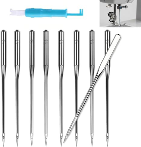 Tarqite 50 Stück Nähmaschinennadeln 14/90, Nähmaschinen Nadel mit Nadeleinfädler Automatisch, Universal Nähen Maschine Nadeln für Leder, Denim, Stickereien