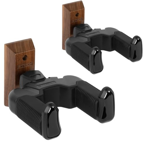STRCIH Gravity Wall Gitarrenhalterung, U-förmiger Gitarrenständer aus Walnussholz, mit automatischer Verriegelung, geeignet für Akustik- und E-Gitarren, Banjo und Bass (2-Pack)