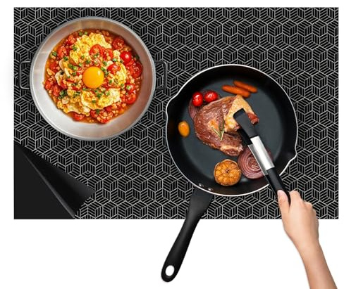 Induction Hob Protector Mat 78x52cm, Silicone Induction Hob Cover Large Cooktop Scratch Protector Heat Resistant BPA-Free Silicone Mat for Inductions Cooktop & Hobs Protection