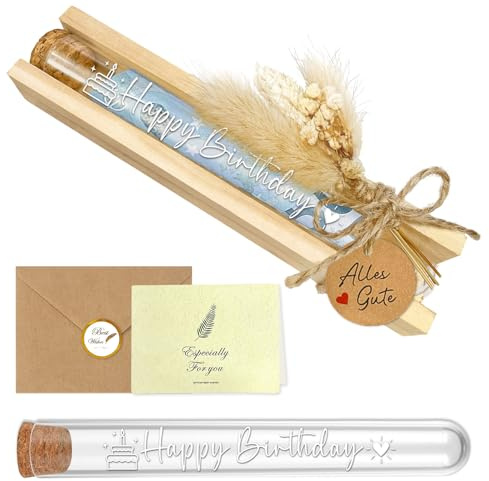 Geldgeschenke Geburtstag, Elegante Geldgeschenke Verpackung Geschenkbox mit Trockenblumen & Karte & Reagenzglas, Geburtstagsgeschenk für Frauen Männer Freundin