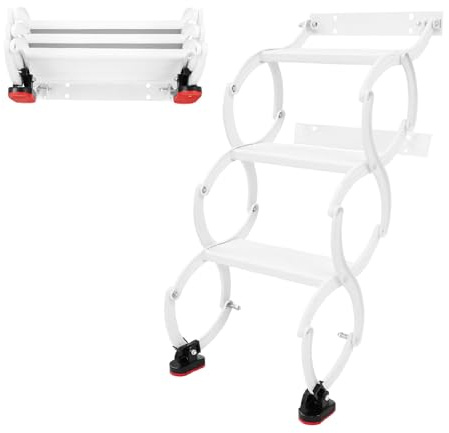 Wandmontierte Teleskopleitern 3 Stufen, 200 kg Tragkraft Dachbodenleiter, Raumspartreppe aus hochfestem Manganstahl, klappbare Wandtreppe für Dachboden, Garage, Lager
