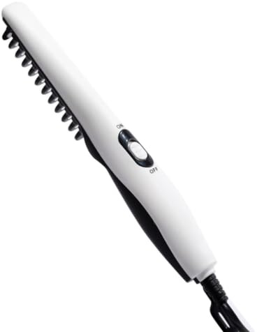 Peigne à Barbe Électrique Portable, Lisseur pour Cheveux et Barbe | Réglages de Température, Couvercle Protecteur, Structure en Plastique, Caoutchouc et Métal, pour Coiffage Masculin ou Féminin