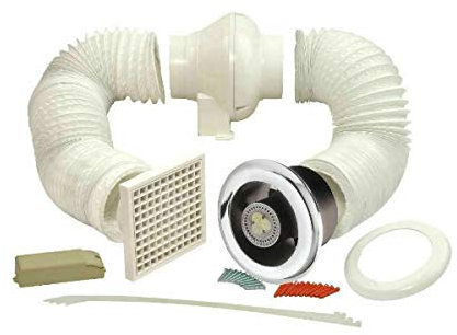 Manrose 100mm in-Line Bathroom Extraction Fan Kit with LED Lamp LEDSLCFDTCN