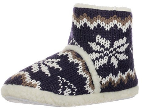 Brandsseller Herren Hausschuhe Hüttenschuh Strick gefüttert und Kreissohle - Blau 45/46