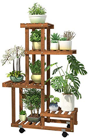 Blumentreppe Blumenregal Pflanzentreppe aus Holz Blumenständer für Innen Außen Garten Balkon Wohnzimmer Pflanzenregal Aussen Draußen Leiterregal Dekoratives Fenster,67×25×95CM