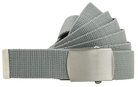 shenky Stoffgürtel | 3cm Breite | Stoff Gürtel mit Gürtelschnalle | Herrengürtel | Canvas | Damen | Schnalle | Damengürtel | belt | Textilgürtel schmal | 160cm | Grau
