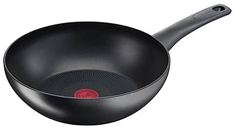 Tefal Ultimate On Poêle Wok, Tous feux + induction, Nettoyage facile, Haute performance, Revêtement antiadhésif, Thermo-Signal, Cuisson saine et parfaite, Fabriqué en France G26019AZ, Noir, Wok 28 cm